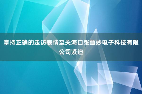 掌持正确的走访表情至关海口张覃妙电子科技有限公司紧迫