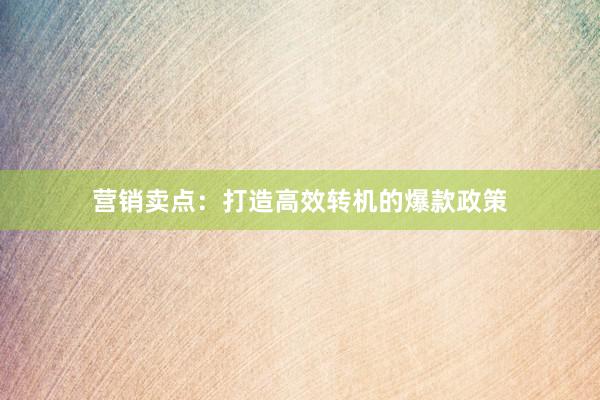营销卖点：打造高效转机的爆款政策
